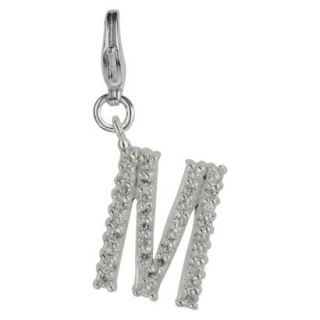 Womens Jezlaine Charm Silver Plated Crystal M Initial   Silver/Clear