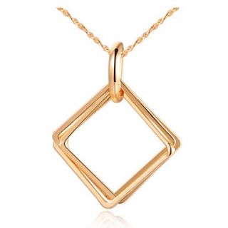 Elegant Diamond Shape Slivery And Golden Alloy Necklace(1 Pc)(Gold,Slivery)