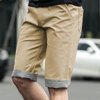Mens Korean Style Cotton Fashion Solid Color Straight Shorts