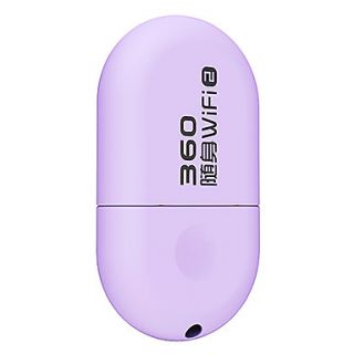 360 Mini Portable Wifi Dongle Wireless Router with Built in PIFA Antennas (Purple)