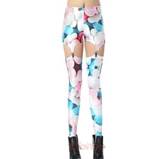 Elonbo Color of Candy Style Digital Painting Tight Women Clip Leggings