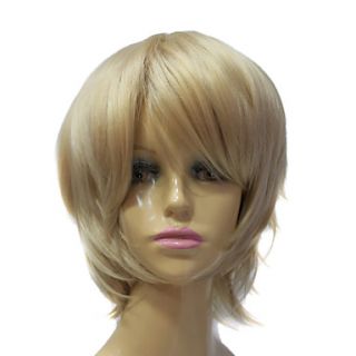 Capless Synthetic Golden Short Straight Synthetic Party Wig