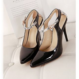Sunday Womens Ankle Strap Elegant Stiletto Heel Pu Leather Black Pumps