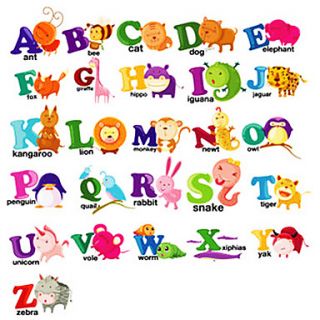 Cartoon Animal Letters Wall Stickers