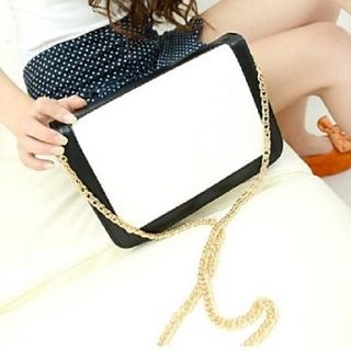Fashion Women Black And White Patchwork Chain Messenger Bags