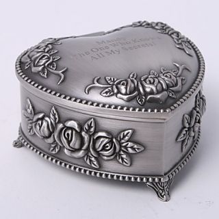 Personalized Vintage Tutania Floral Theme Heart Design Jewelry Box