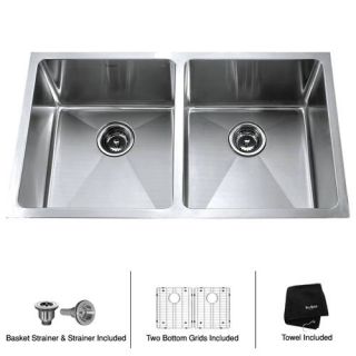 Kraus KHU10233 33 inch Undermount 50/50 Double Bowl 16 gauge Stainless Steel Kitchen Sink