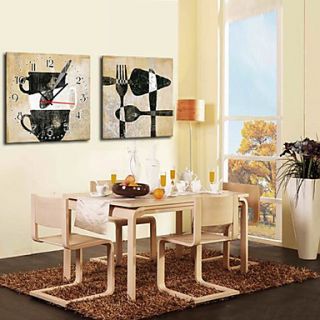 Modern Style Tableware Wall Clock in Canvas 2pcs