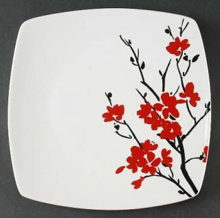 Coventry (PTS) Makayla (Soft Square) Dinner Plate, Fine China Dinnerware   Red/B