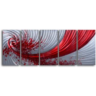 Razor Wind 5 piece Handmade Metal Wall Art Set (LargeSubject: AbstractImage dimensions: 24 inches high x 60 inches wide x 1 inches deepPanel dimensions (each): 24 inches high x 12 inches wide  )
