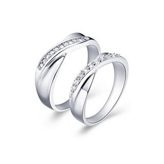 Shining Platinum Plated Crystal Couples Rings