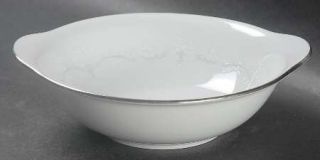 Noritake Whitebrook Lugged Cereal Bowl, Fine China Dinnerware   White Flowers, G