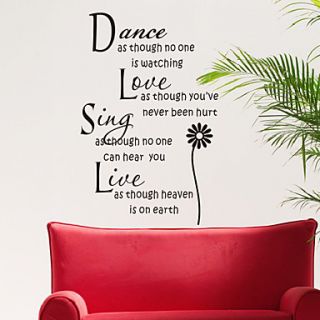 Words Dance Love Sing and Live Wall Stickers