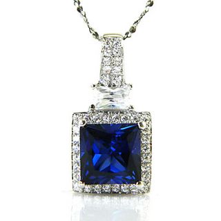 Girls 925 Sterling Silver Lab Created Sapphire Pendants Necklace