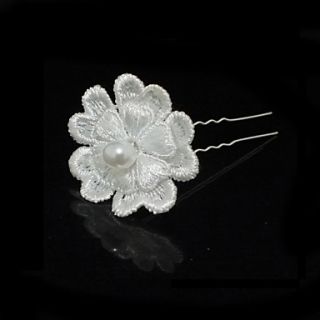 One Piece Alloy Flower Shape Wedding Bridal Hairpins With Imitation Pearls