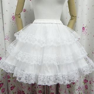 Angel Style White Mesh Classic Lolita Skirt (Waist 60 85 Length 45)