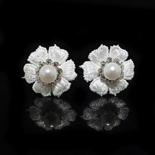 Two Pieces Alloy Flower Shape Wedding Bridal Hairpins With Rhinestones And Imitation Pearls
