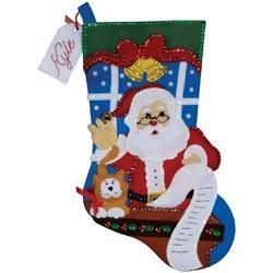 Santas List Stocking Felt Applique Kit   18 Long