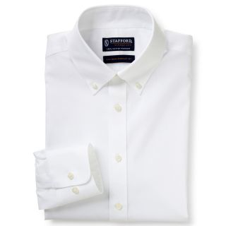 Stafford Signature Non Iron 100% Cotton Dress Shirt, White, Mens