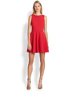 Nicole Miller Satin Crepe Fit and Flare Dress   Cherry