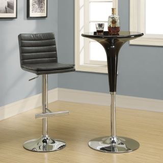 Monarch Charcoal Grey Ribbed Faux Leather & Chrome Hydraulic Lift Bar Stool