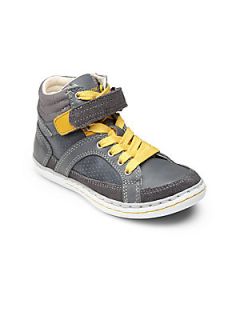 Geox Kids JR Garcia High Top Sneakers   Grey Yellow