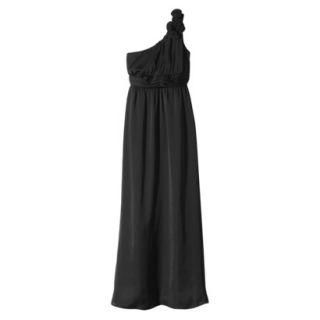 TEVOLIO Womens Satin One Shoulder Rosette Maxi Dress   Ebony   12