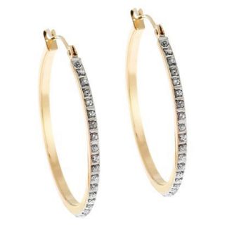 14Kt. Yellow Gold Diamond Accent Round Hoop Earrings   Yellow