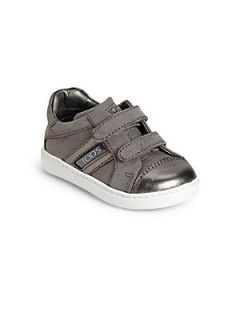 Tods Infants & Toddler Boys Leather Grip Tape Sneakers   Grey Silver