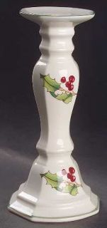 Sango White Christmas 8 Tall Candlestick, Fine China Dinnerware   Green Holly/R