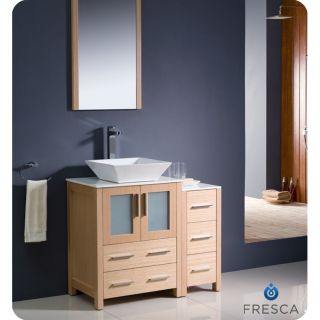 Fresca Torino 36 inch Light Oak Modern Bathroom Vanity With Side Cabinet And Vessel Sink