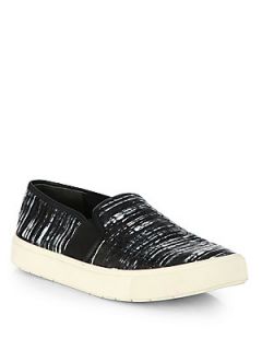 Vince Blair Striped Leather Sneakers   Black