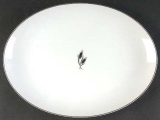 Fukagawa Silver Wheat 12 Oval Serving Platter, Fine China Dinnerware   Platinum