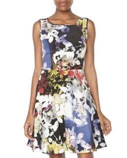 Multicolor Floral Print Drape Top Dress
