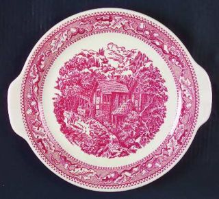 Royal (USA) Memory Lane (Pink) Handled Cake Plate, Fine China Dinnerware   Pink