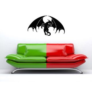 Dragon With Wings Vinyl Wall Decal (Glossy blackEasy to applyDimensions: 25 inches wide x 35 inches long )