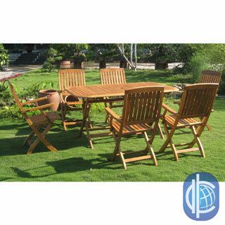 International Caravan Royal Tahiti Andorra 7 piece Outdoor Dining Set (Natural yellow balau wood colorMaterials: Yellow balau hardwoodFinish: Natural wood grain finishWeather resistant: YesUV protection: YesChairs and table fold for easy deployment and st