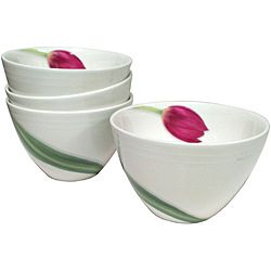 Red Vanilla Dutch Garden Coupe Bowls (set Of 4) (Decorated whiteNumber of bowls Four (4)Dimensions 3 inches high x 5 inches wideCapacity 16 ouncesMaterials PorcelainCare instructions Dishwasher, microwave and oven safe up to 200 degrees FModel FP003