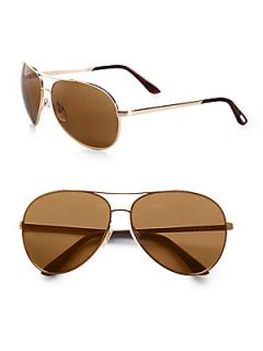 Tom Ford Eyewear Charles Polarized Aviator Sunglasses   Gold