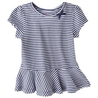 Circo Infant Toddler Girls Striped Short Sleeve Peplum T Shirt   Navy 12 M