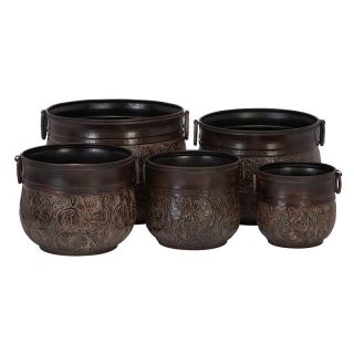 Aspire Home Accents 15H in. Brown Metal Planters   Set of 5   15980