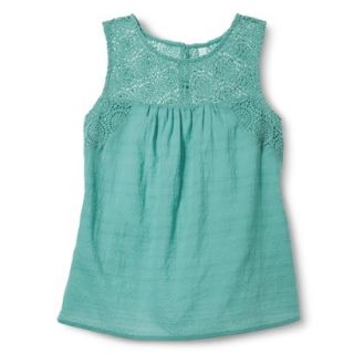 Xhilaration Juniors Crochet Trim Top   Turquoise S(3 5)