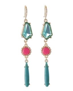 Geometric Linear Drop Earrings, Pink/Green