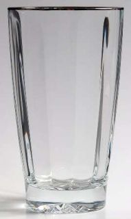 Gorham Andante Highball Glass   Petal Stem,Clear,Platinum Trim