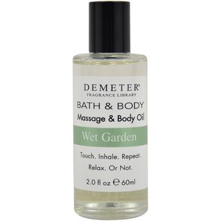 Demeter Wet Garden 2 ounce Massage And Body Oil (2 ounceQuantity: One (1)Targeted area: BodySkin/hair type: All skin typesActive ingredients: Caprylic/capric triglyceride, fragrance, simmondsia chinensis (jojoba) seed oil, tocopherol We cannot accept retu