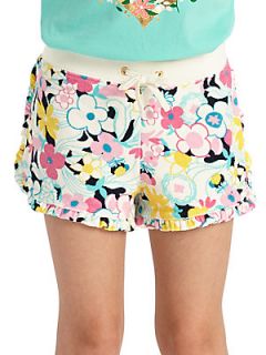 Juicy Couture Girls Floral Terry Shorts   Wht Dazzle