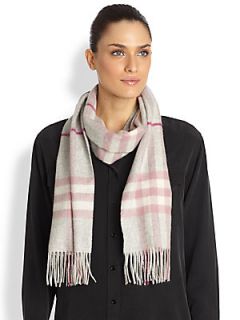 Burberry Giant Check Cashmere Scarf   Baby Pink Grey