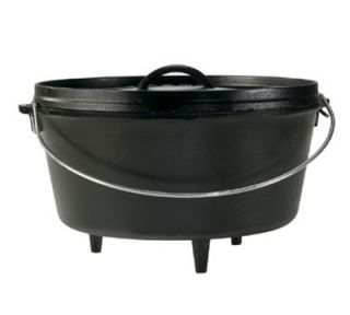 Lodge 12 in Round Cast Iron Dutch Oven w/ 8 qt Capacity & 3 Legs, Bail Wire