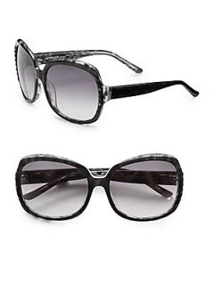 Kim Round Plastic Sunglasses   Black Grey