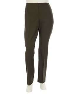 Straight Leg Stretch Wool Pants, Loden, Womens